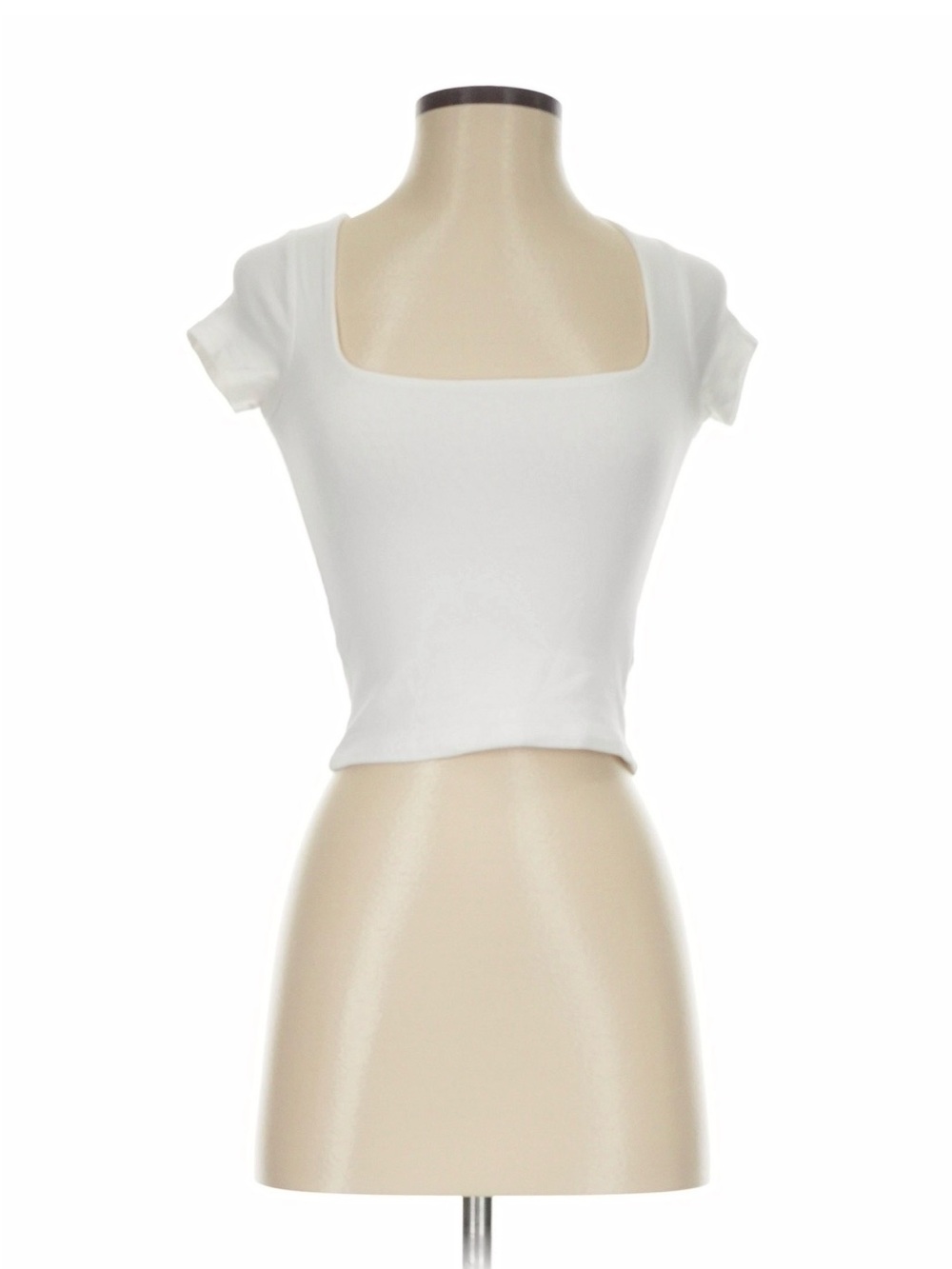 White Square Neck Crop Top - Women